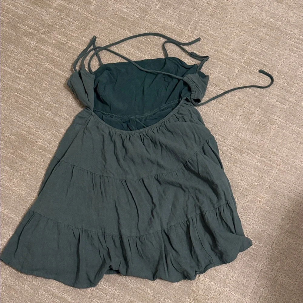 Lulu's Sage Green Cutout Tiered Mini Dress “Make a Day Out of It” - Picture 7 of 7
